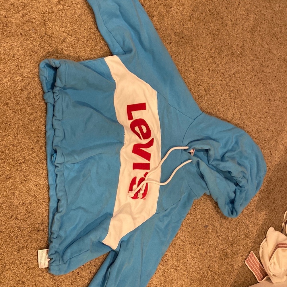 Cropped light blue Levi’s hoodie!